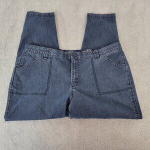 Riders Lee Womens Jeans 18 Plus Capri Zip Fly Dark Blue Denim Wash CAP39E